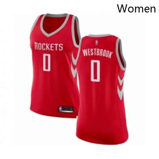 Womens Houston Rockets 0 Russell Westbrook Swingman Red Basketball Jersey Icon Edition